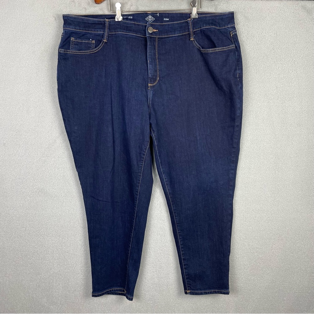 St. John's Bay Jeans Women's Plus 26W Blue Skinny Leg Dark Wash Stretch